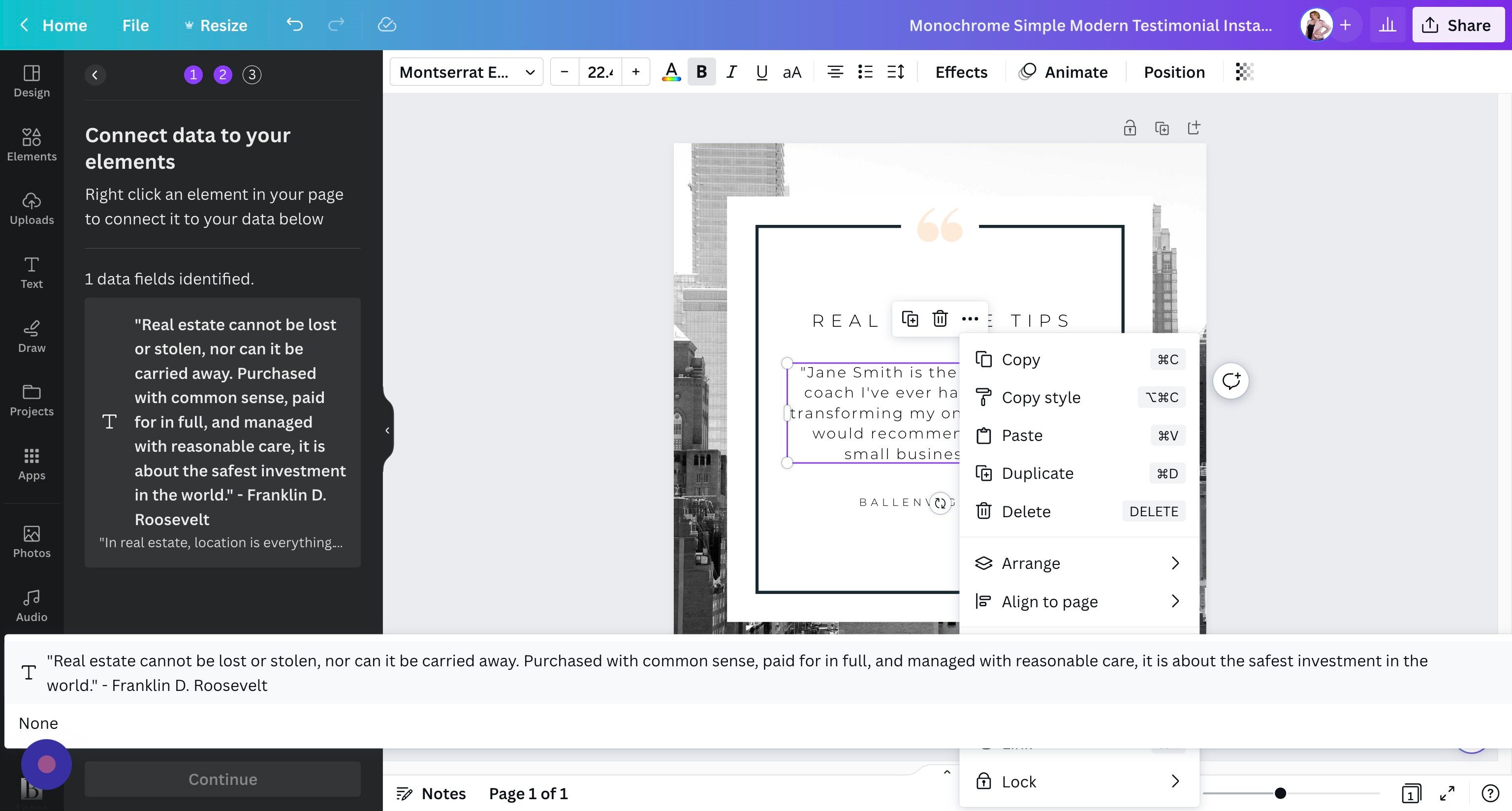 Screenshot of: Click connect data.