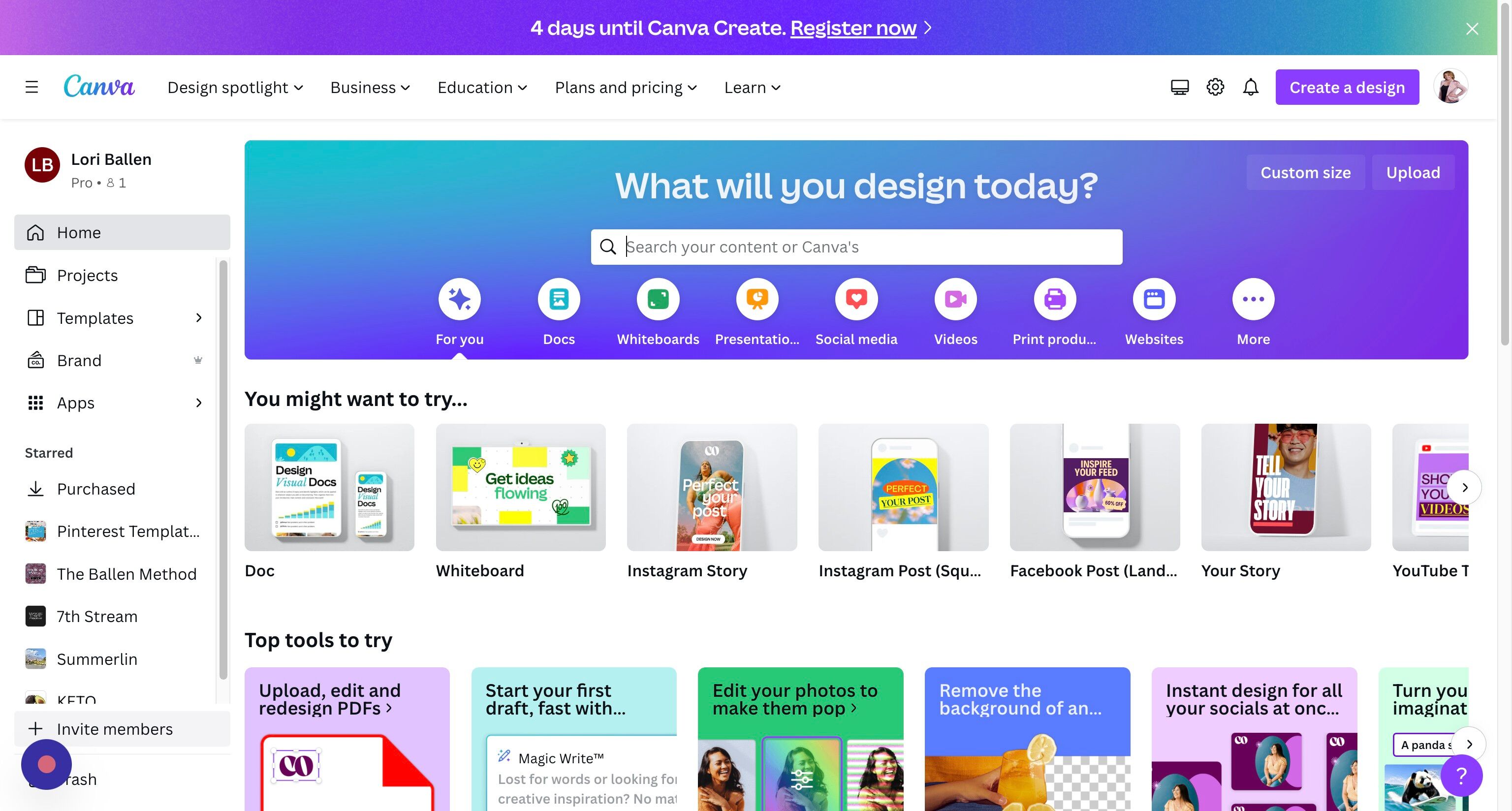 Screenshot of: Choose Instagram photo, story, FB post, LinkedIn template, etc. 