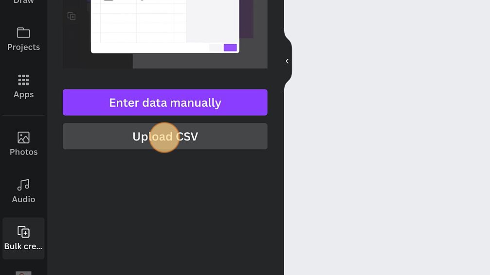 Screenshot of: Click "Upload CSV"