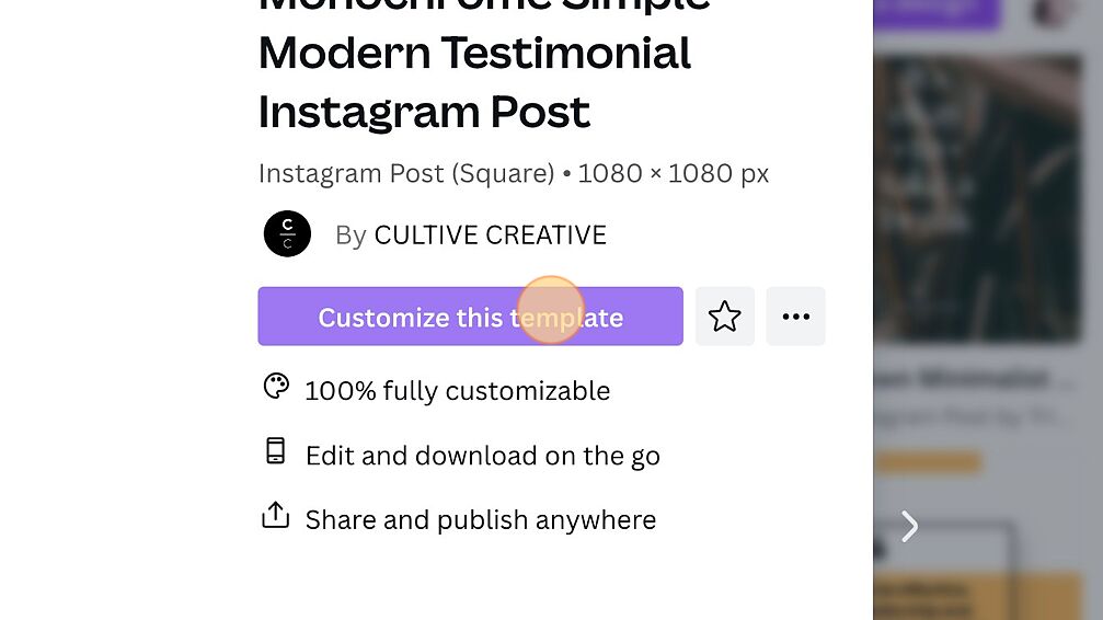 Screenshot of: Click "Customize this template"