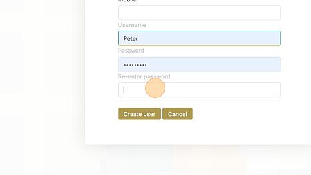 Screenshot of: Enter your username and password and click create user