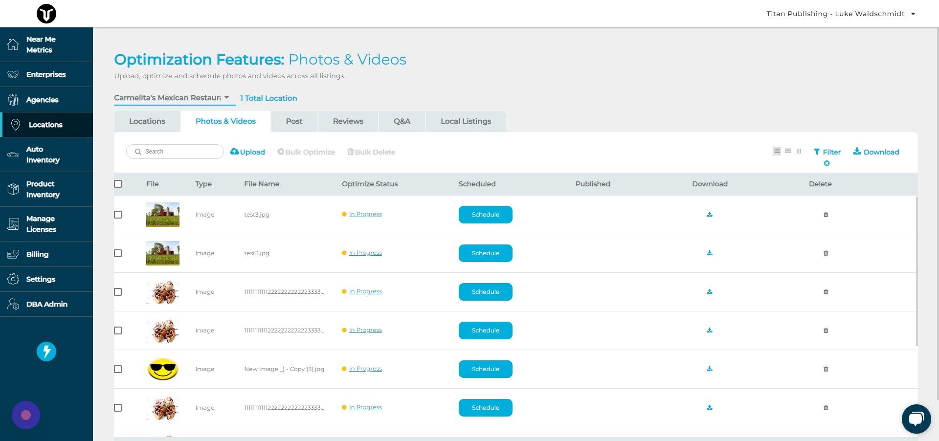Screenshot of: Click "Upload"