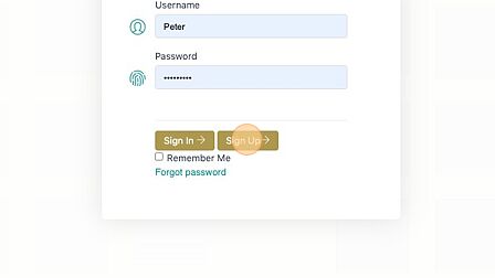 Screenshot of: Click "Sign Up" to create an account.