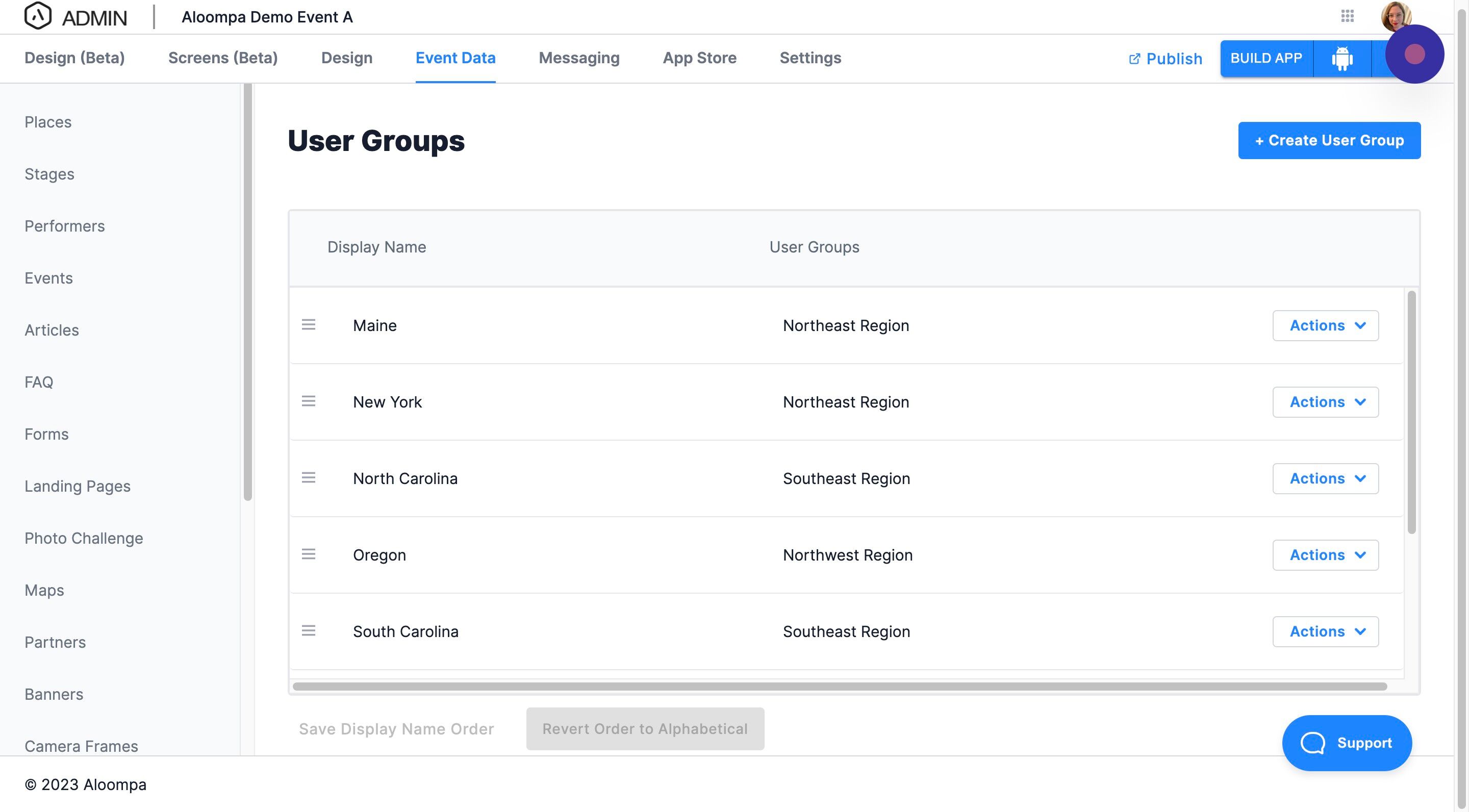 Screenshot of: Use the icons to the left of the Display Name to drag and drop the names into your preferred order. 