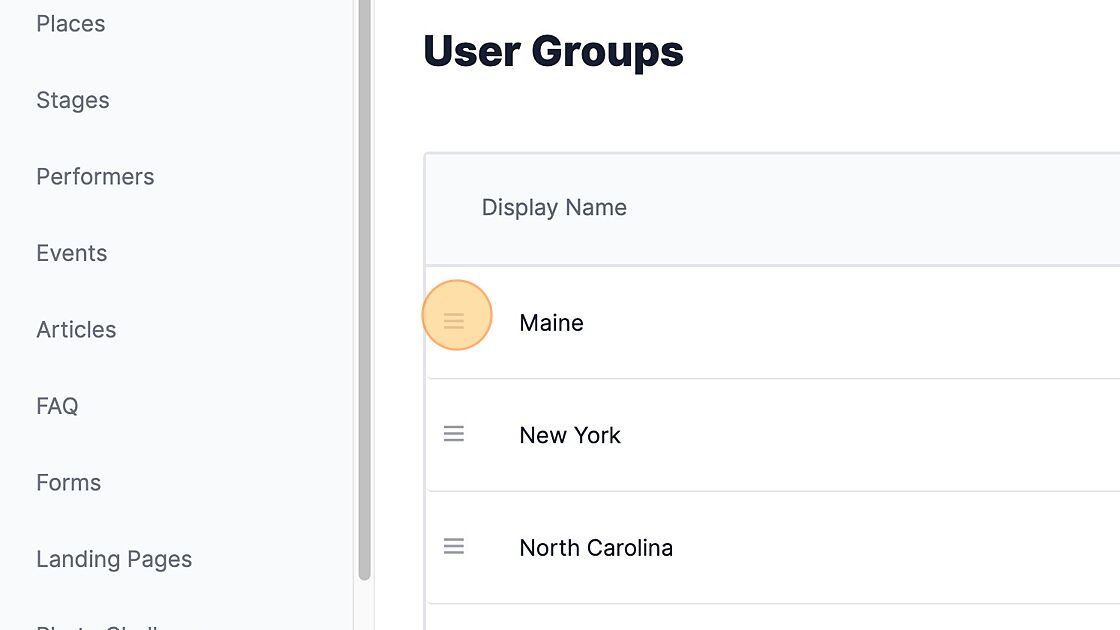 Screenshot of: Use the icons to the left of the Display Name to drag and drop the names into your preferred order.