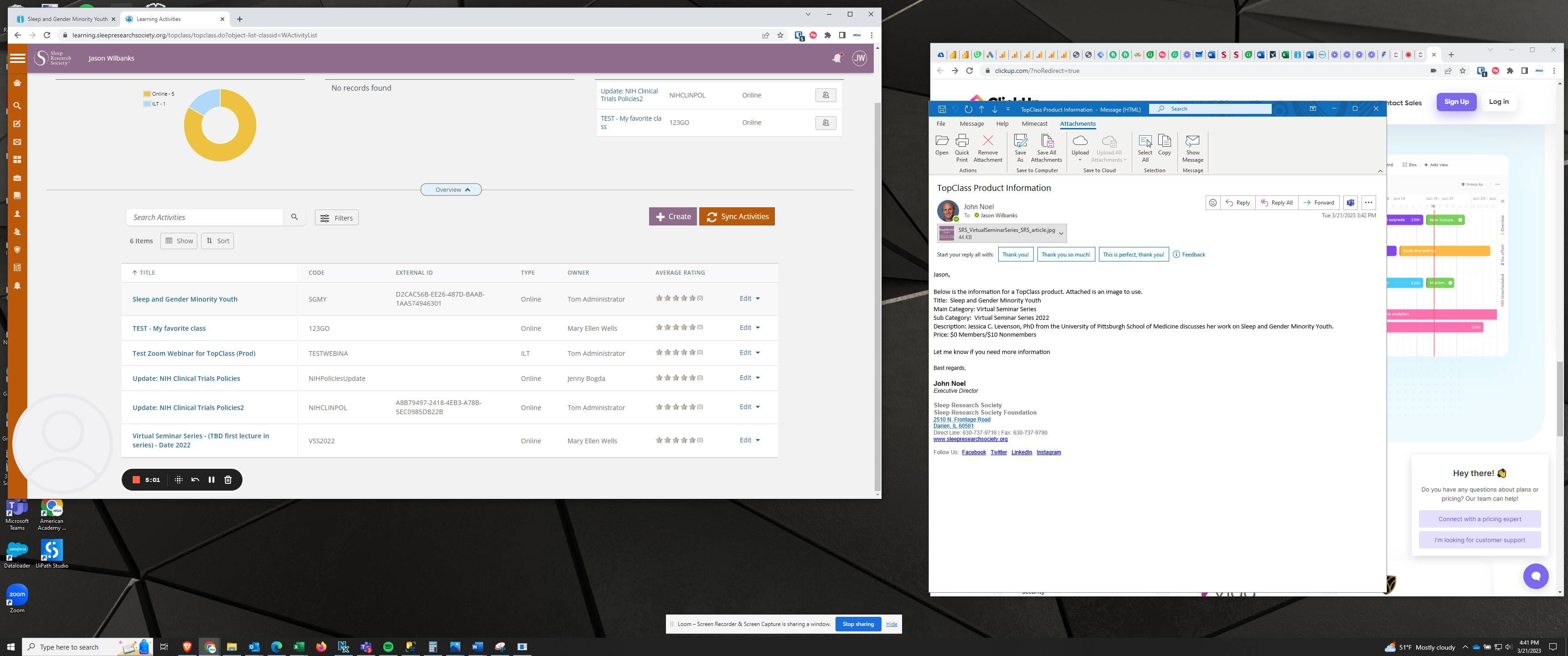 Screenshot of: Confirm learning activity is synced.