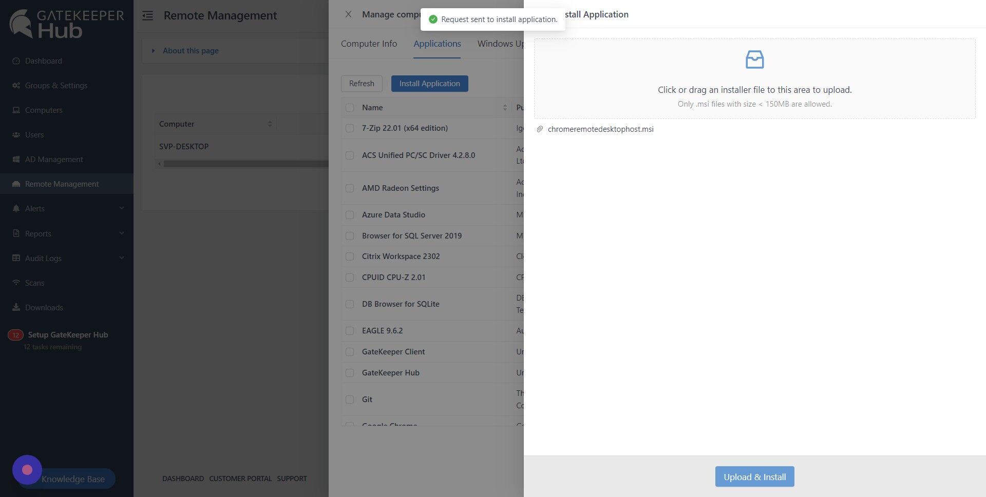 Screenshot of: Click "Upload & Install"