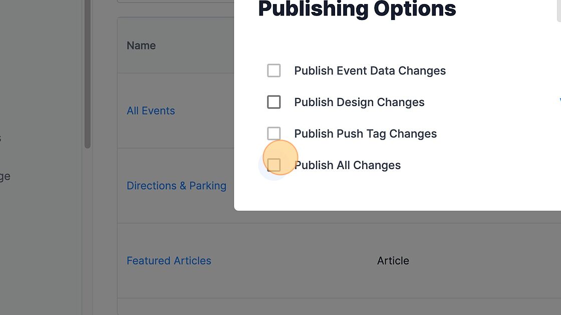 Screenshot of: Publish All Changes.