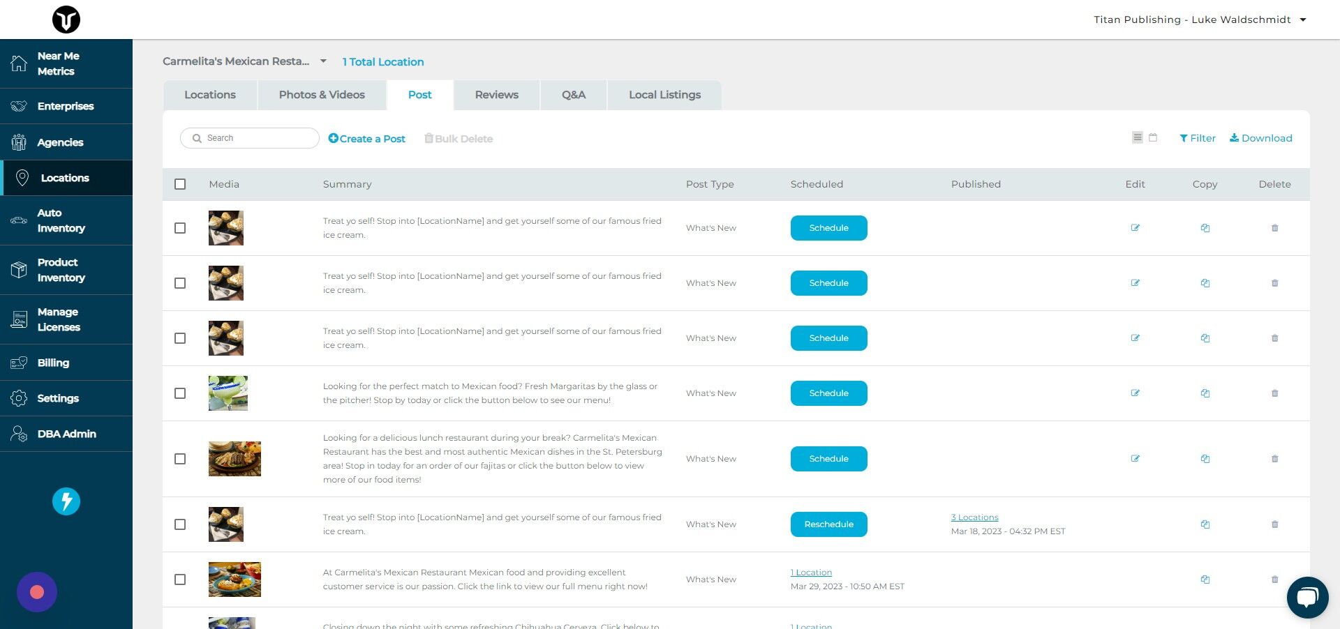 Screenshot of: Click "Schedule"
