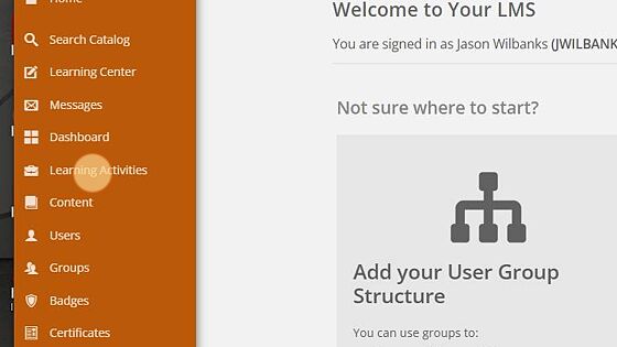 Screenshot of: Click "Learning Activities" in left menu