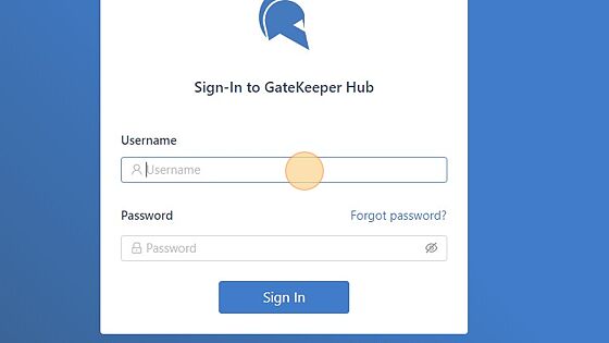 Screenshot of: Login to your GateKeeper Hub.