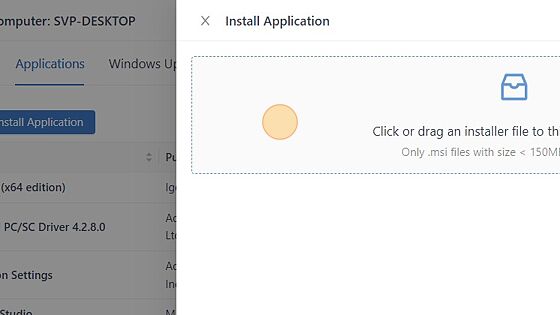 Screenshot of: Click "Click or drag an installer file to this area to upload."