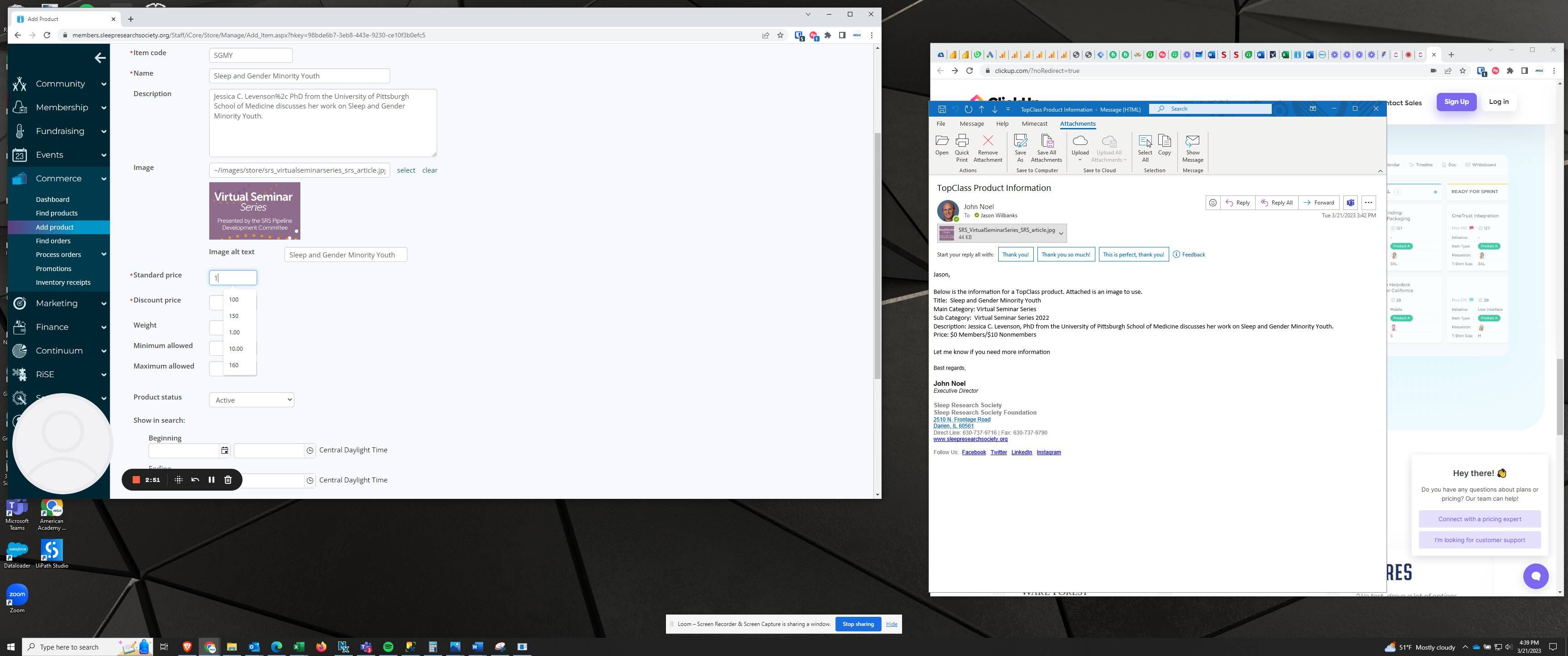 Screenshot of: Fill in all relevant fields for the product. ie ProductCode, Name, Description, Image, Alt Text, Standard Price (Non-Member), Discount Price (Member).