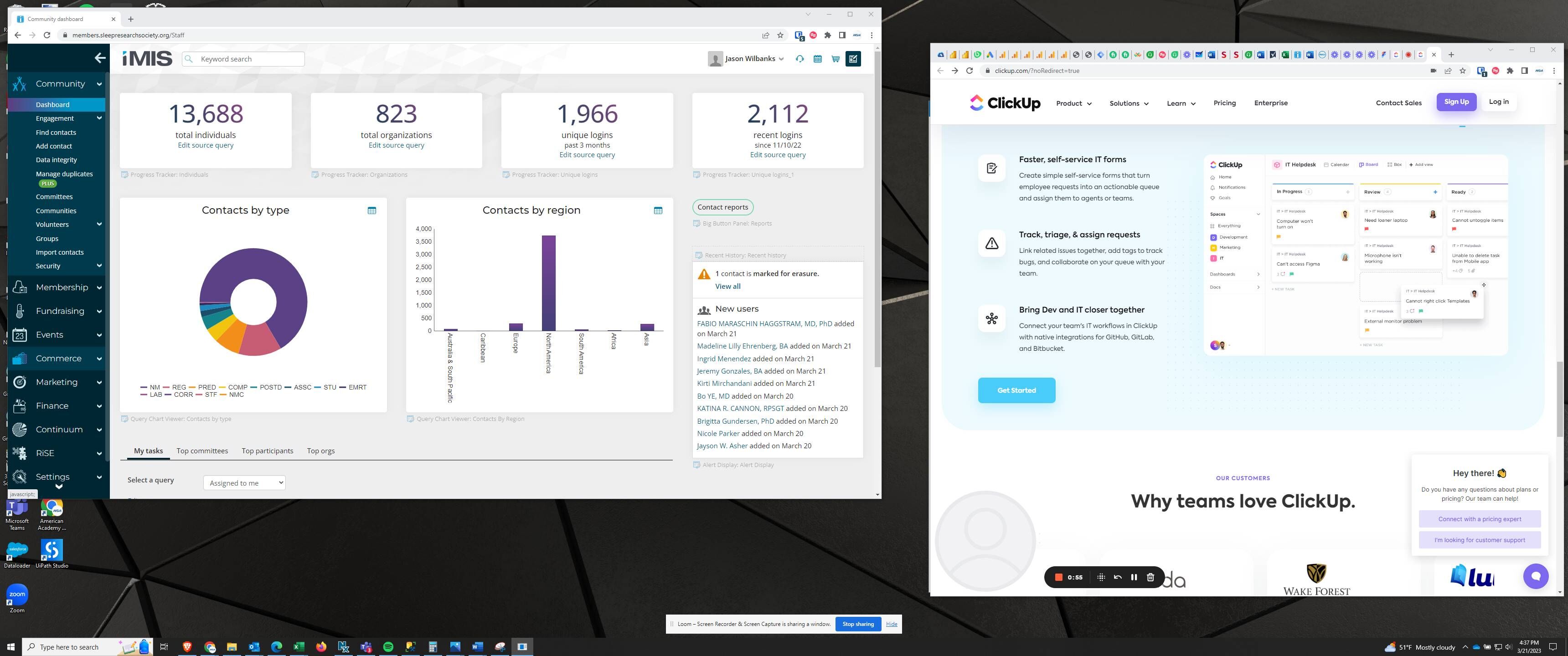 Screenshot of: In iMIS navigate to "Commerce" in left menu