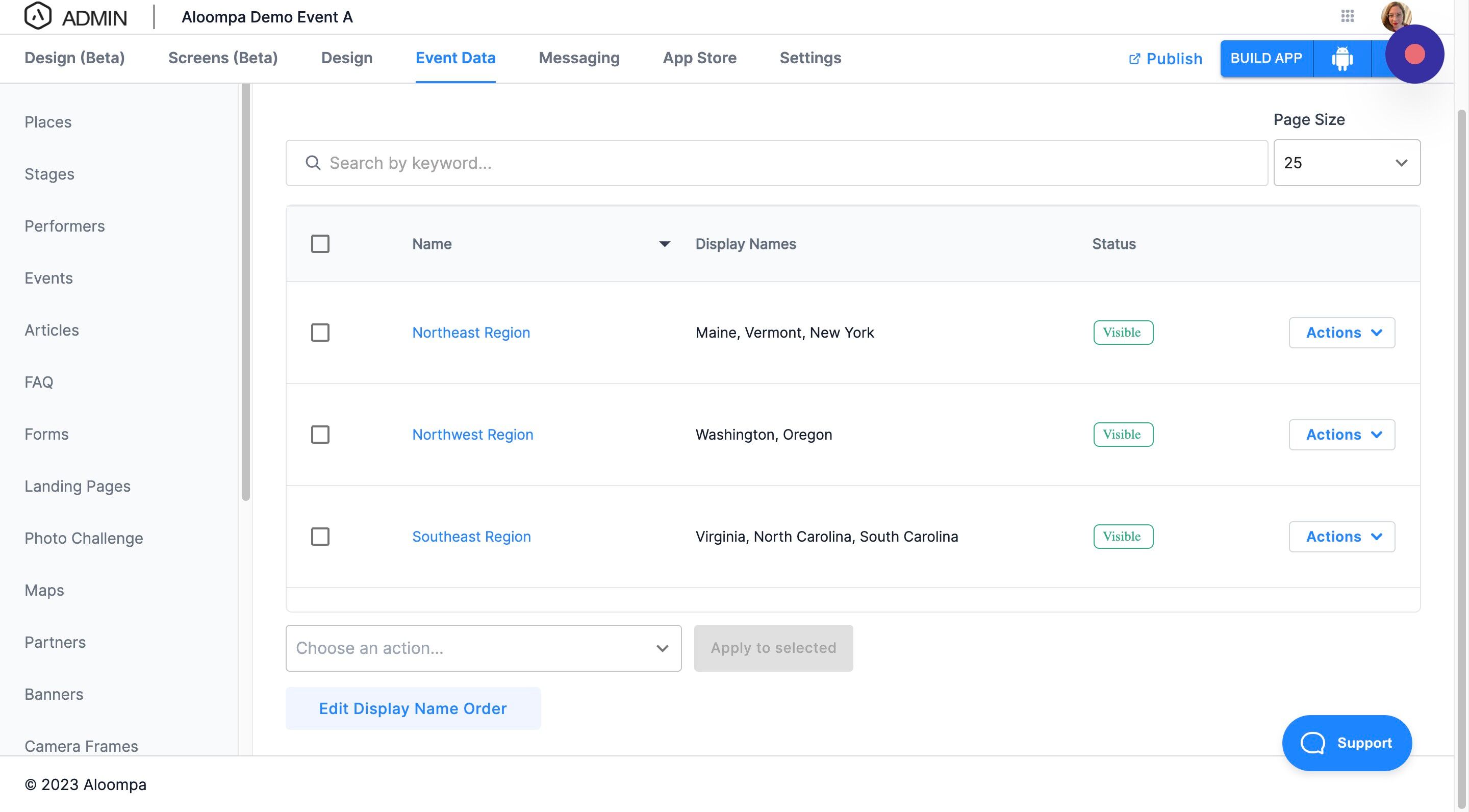 Screenshot of: Click "Edit Display Name Order"