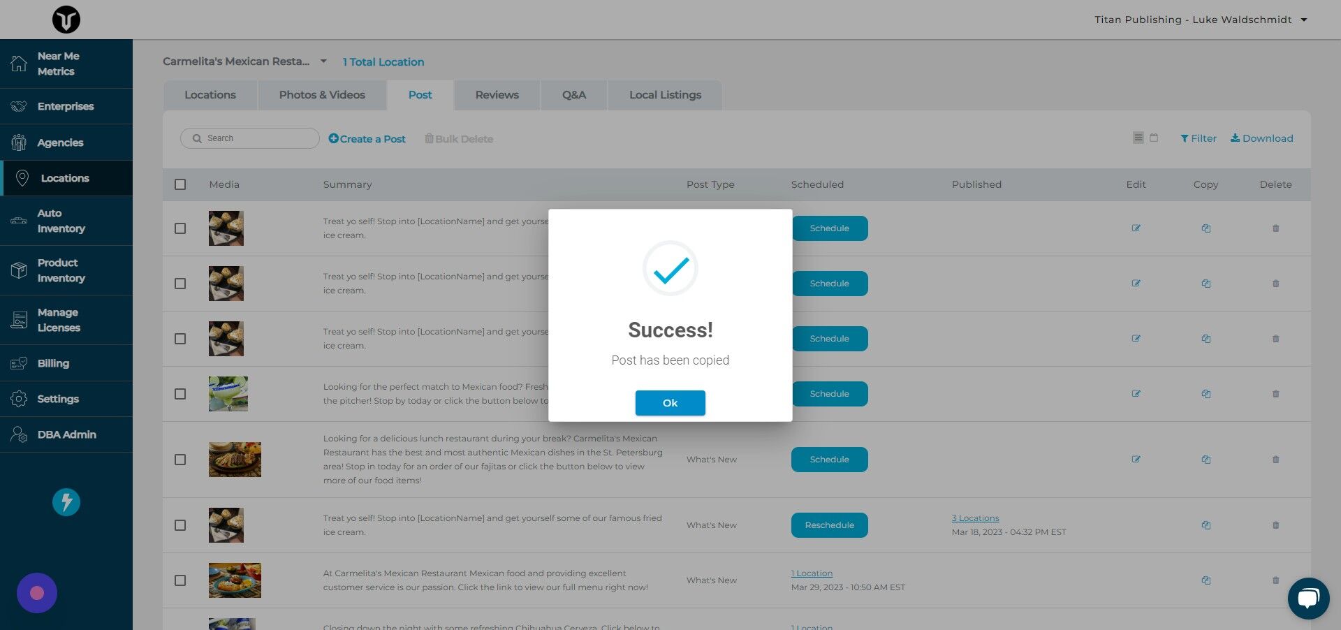 Screenshot of: Click "Ok"