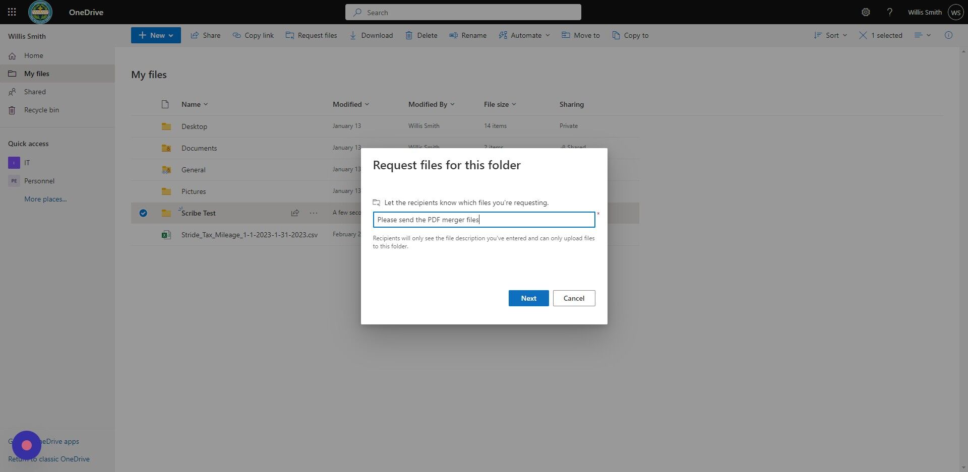 Screenshot of: Click