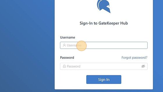 Screenshot of: Navigate to your GateKeeper Hub website and login.