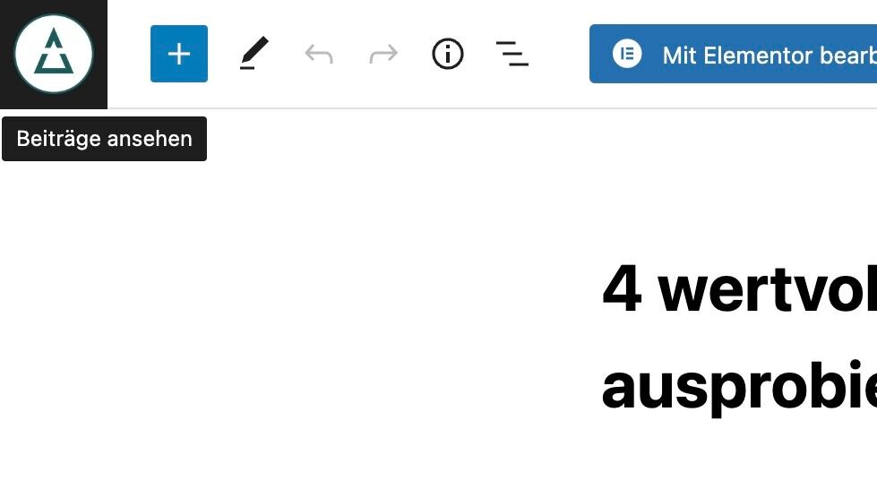 Screenshot of: Um wieder zurückzugelangen, klickst Du in die obere linke Ecke.