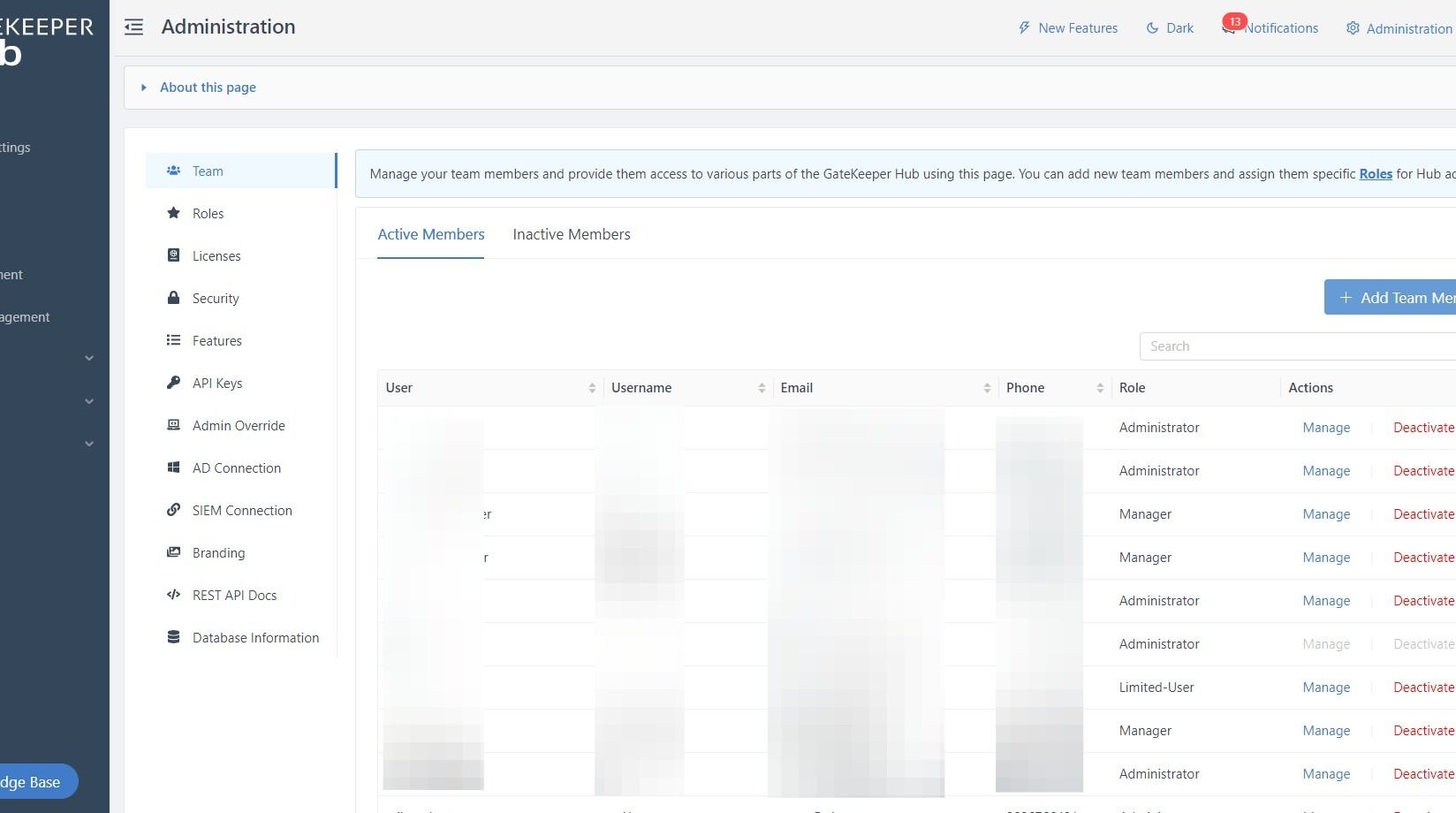 Screenshot of: Click "Add Team Members"