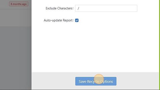 Screenshot of: Click "Save Recycle Options"