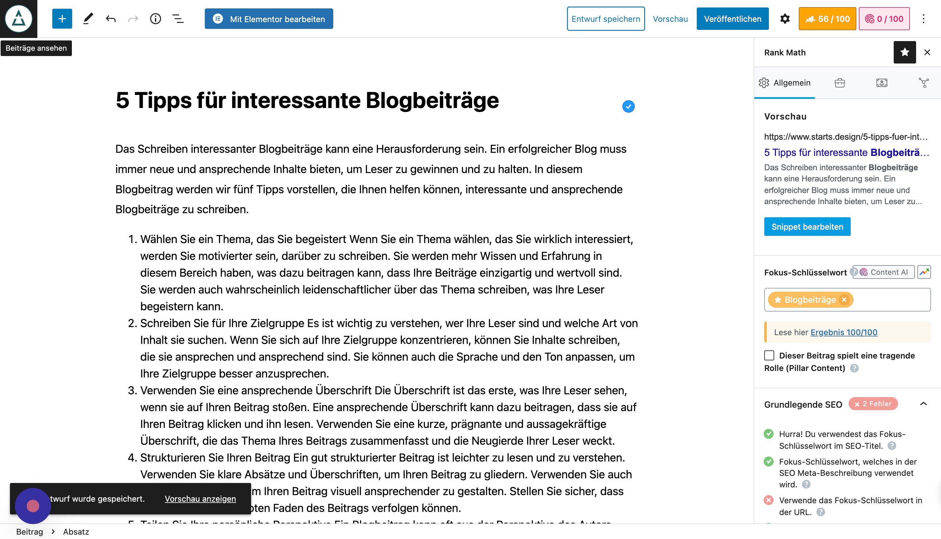 Screenshot of: Klicke hier, um wieder zum Blogbereich zu gelangen.