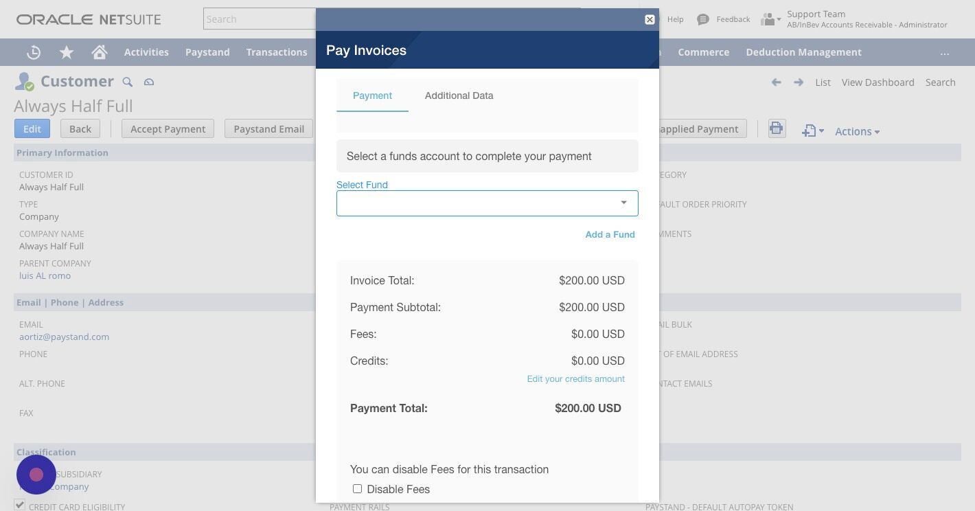 Screenshot of: Select the fund you want to use for this payment.