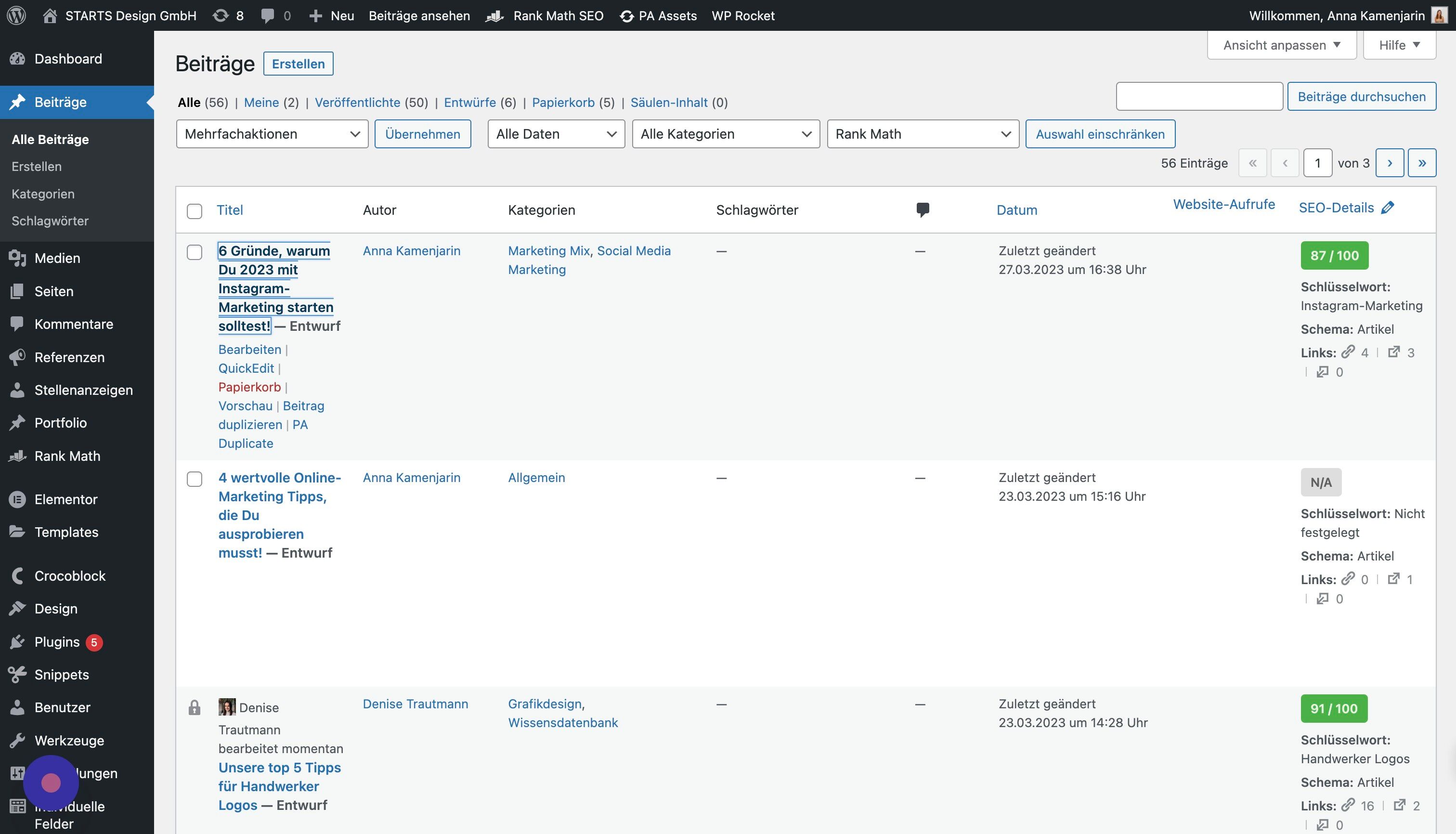 Screenshot of: Öffne Deinen Blogbeitrag.