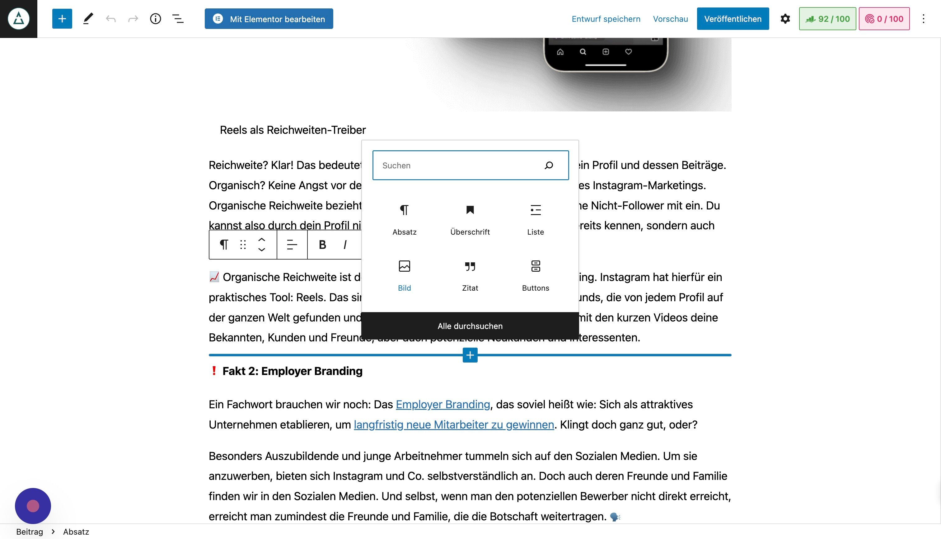 Screenshot of: Klicke darauf und wähle "Bild" aus.