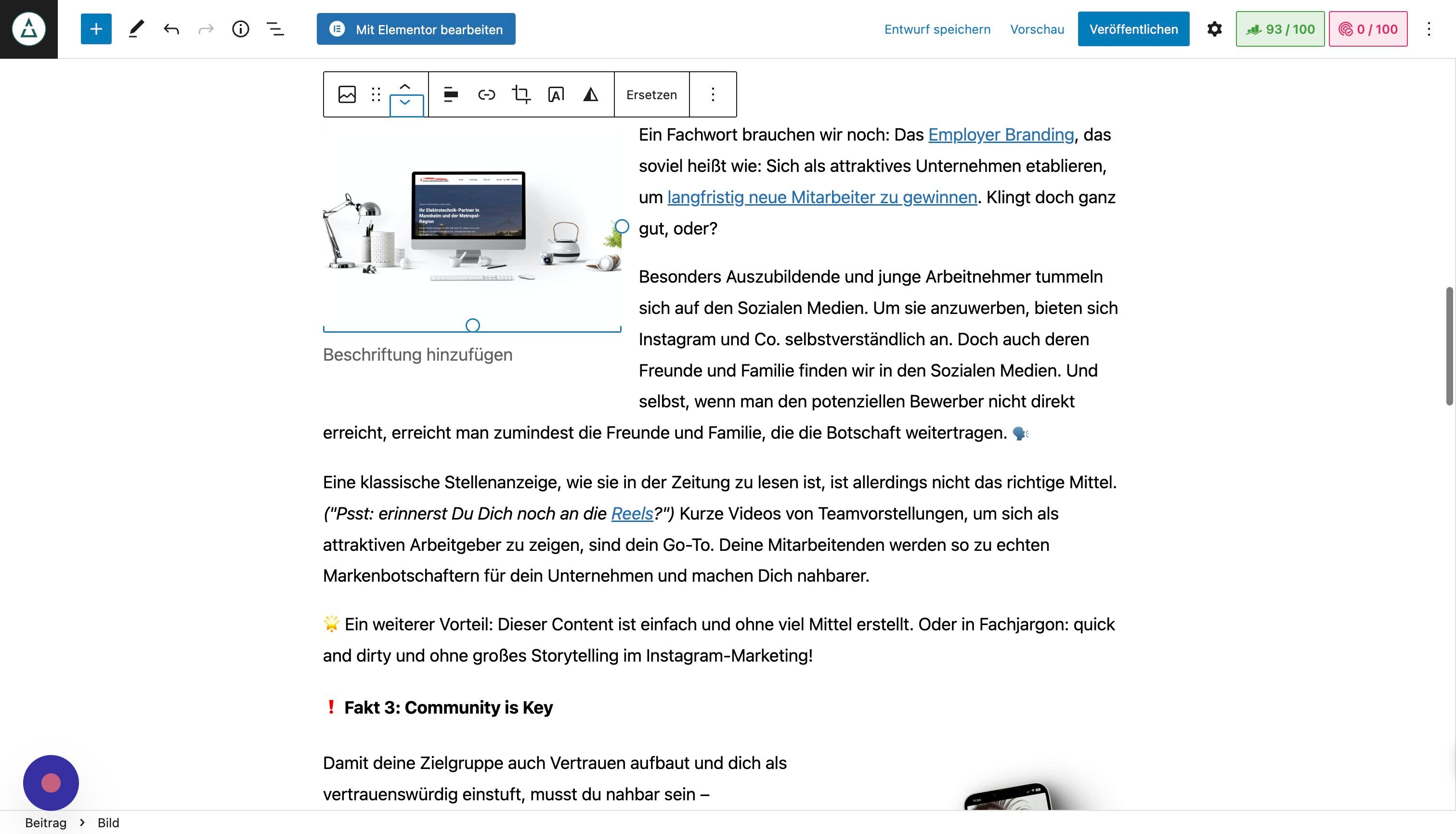 Screenshot of: Mit den Pfeilen kannst Du die Position der Bilder anpassen.