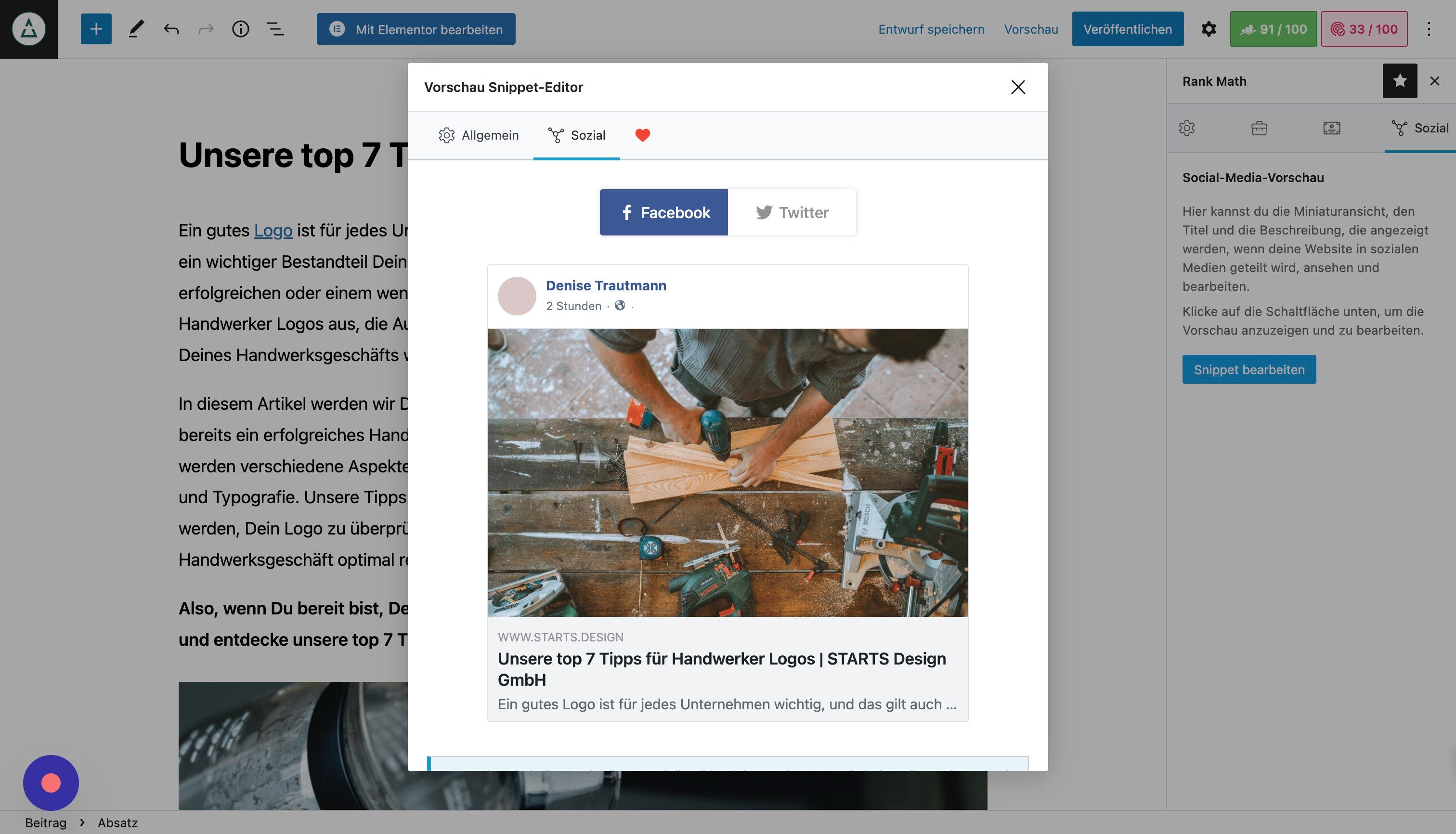 Screenshot of: Klicke dann auf Allgemein.
