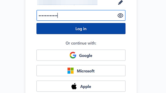 Screenshot of: Enter a valid password and click on 'Log in' button.