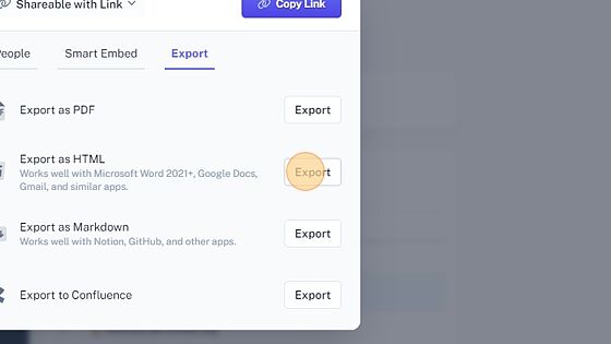 Screenshot of: Click "Export"