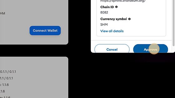 Screenshot of: Click "Approve" to add the Shardeum Sphinx Network