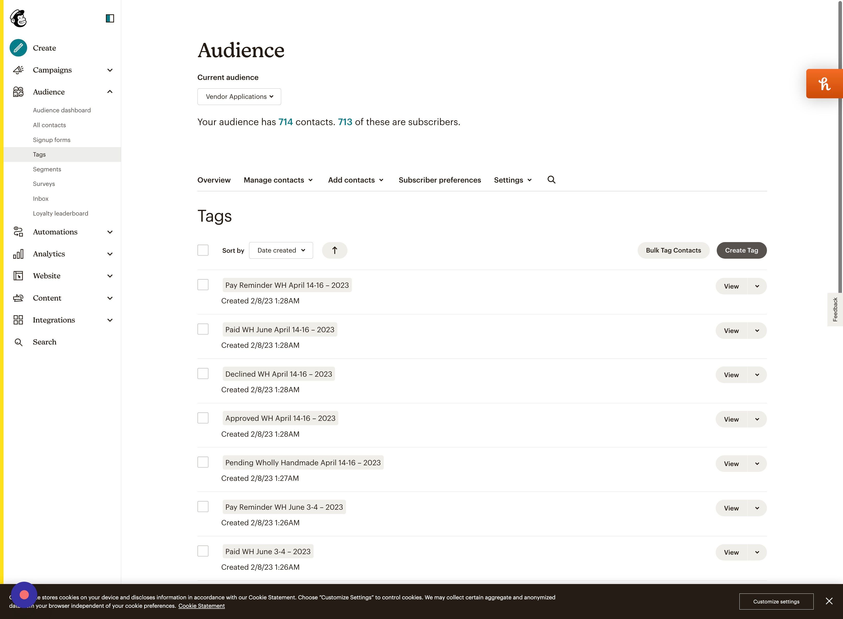 Screenshot of: Click "Create Tag"