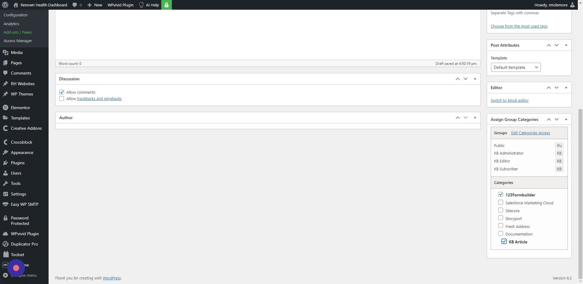 Screenshot of: Click the "Documentation" field.
