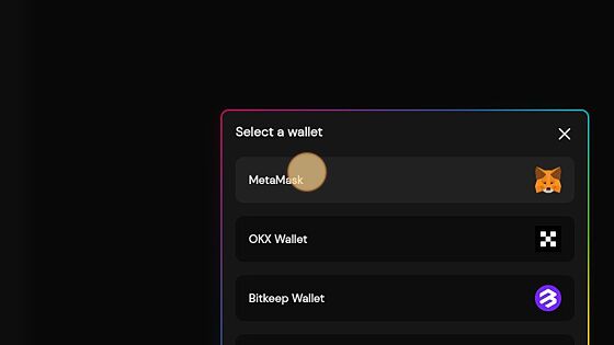 Screenshot of: Click "MetaMask" or your wallet
