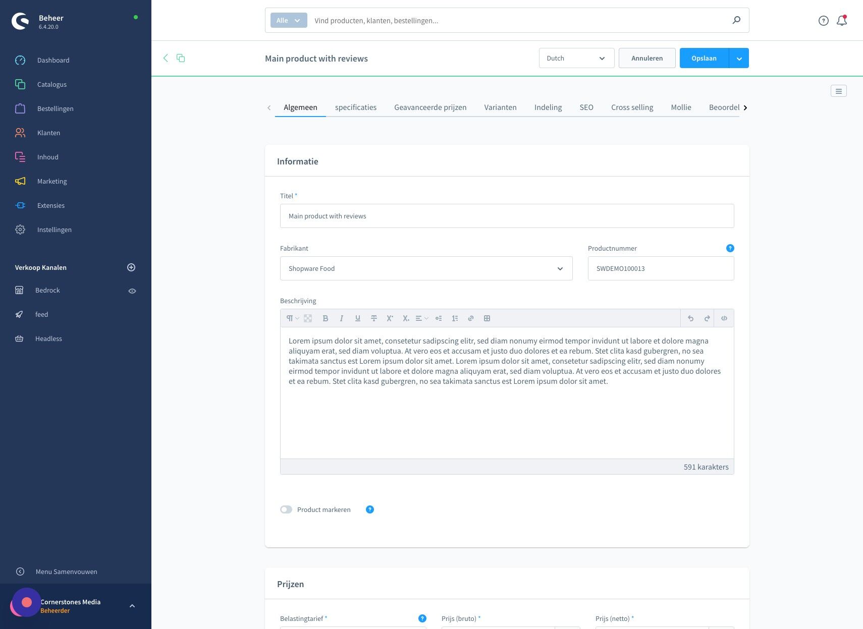 Screenshot of: Klik tabblad "SEO"