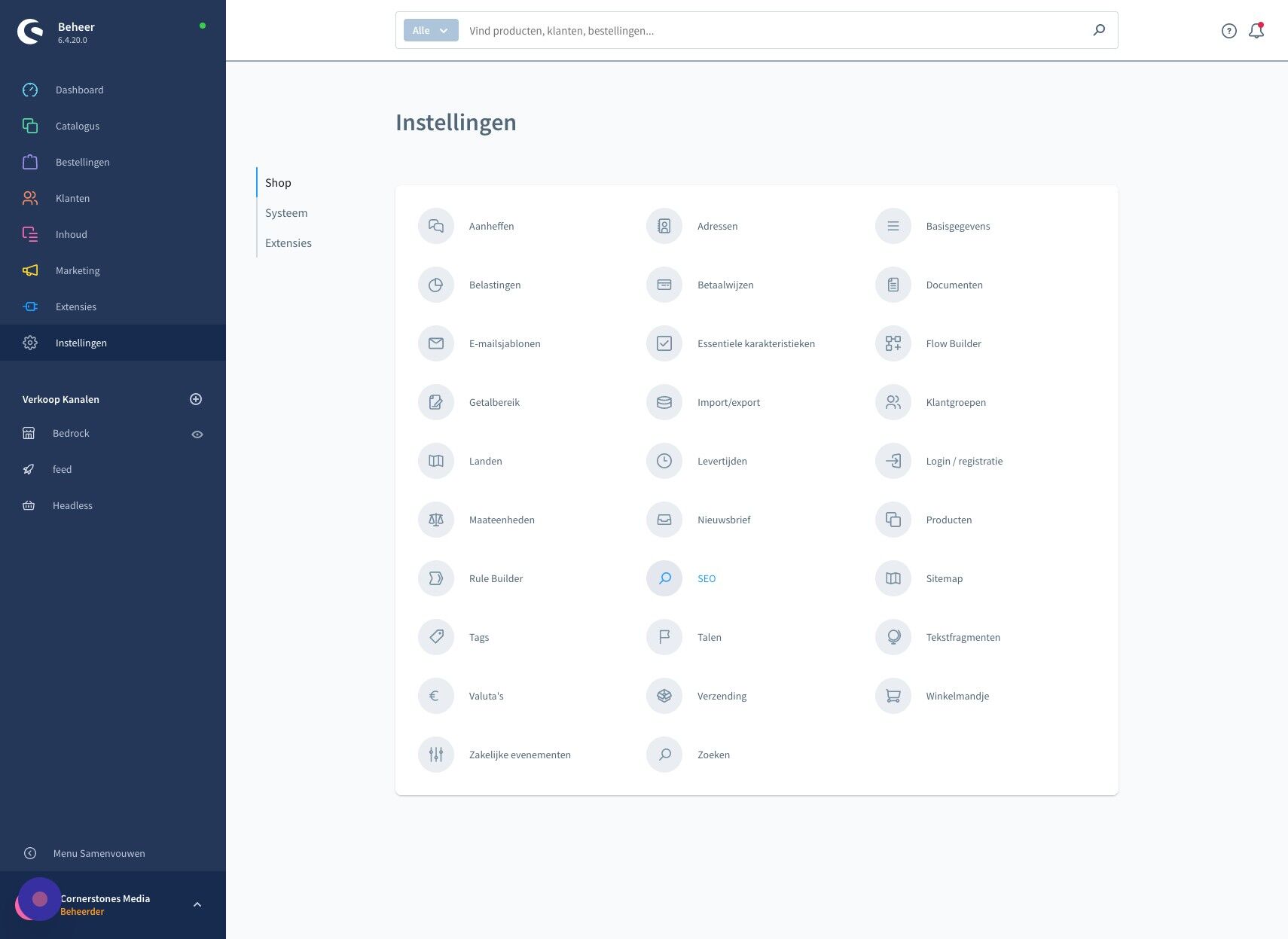 Screenshot of: Klik "SEO"