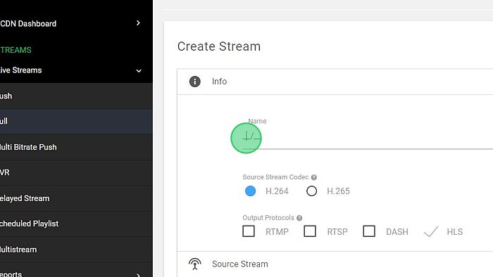 Screenshot of: Provide the Stream Name