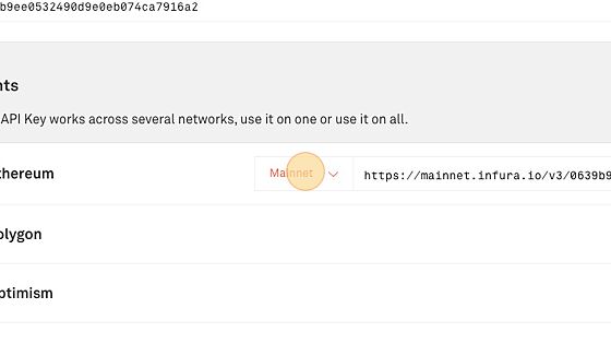 Screenshot of: Click "Mainnet" dropdown