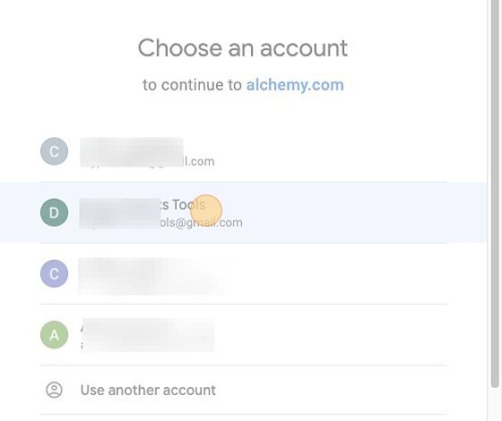Screenshot of: Select your username