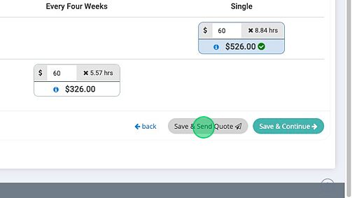 Screenshot of: Click "Save & Send Quote" to save the quote and email it if desired. 