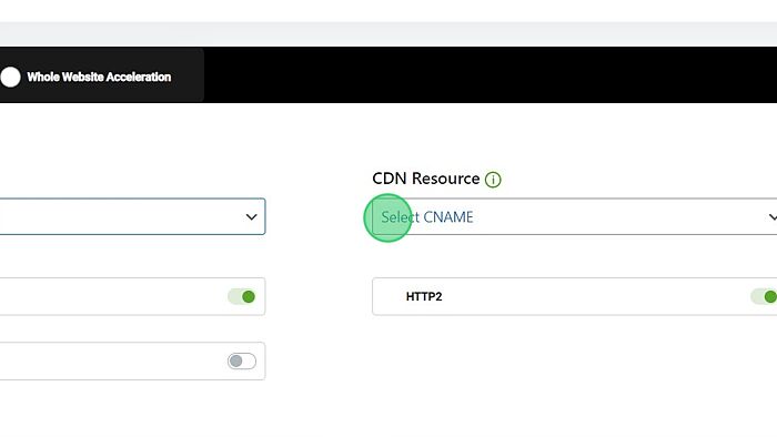 Screenshot of: Select the Pull Zone from the list and choose the CDN Resource. If you have added the CNAME to the zone then you can choose the CNAME from the list