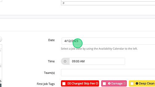 Screenshot of: Choose a date and time based on the availability calendar and assign to a team. Be sure your tags are correct too!