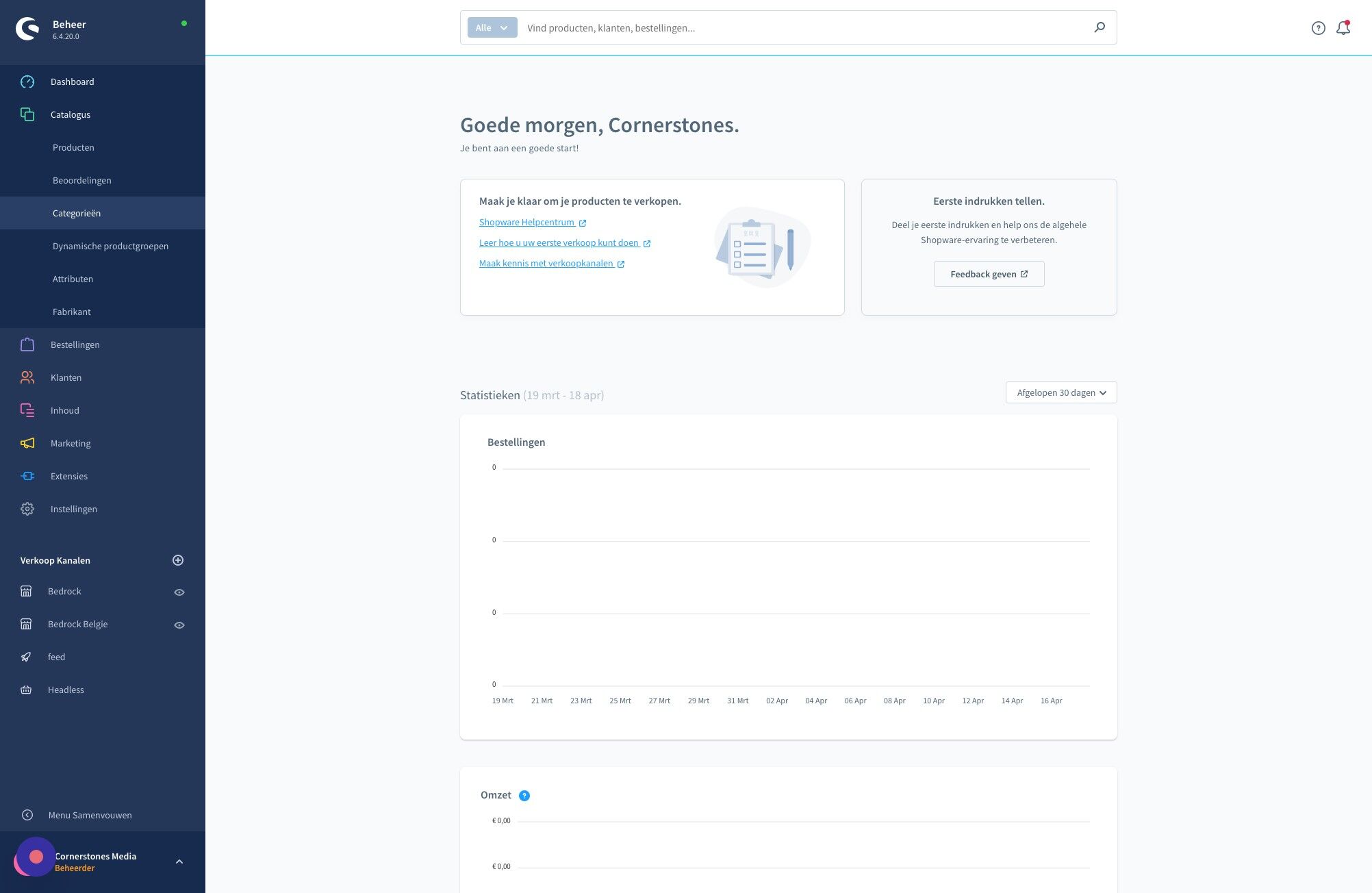 Screenshot of: Klik "Categorieën"
