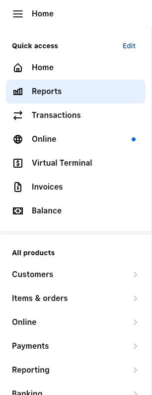 Screenshot of: Click Reports.