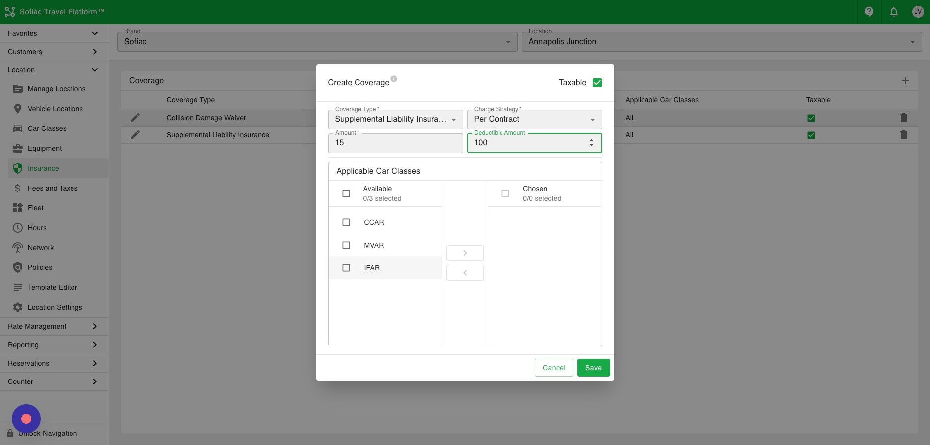Screenshot of: Select one or many car classes that this product is applicable for.