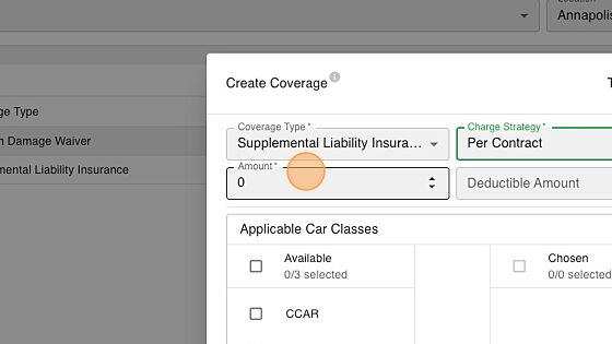 Screenshot of: Adjust the amount to be charged based upon the charge strategy. You can also set a deductible amount.