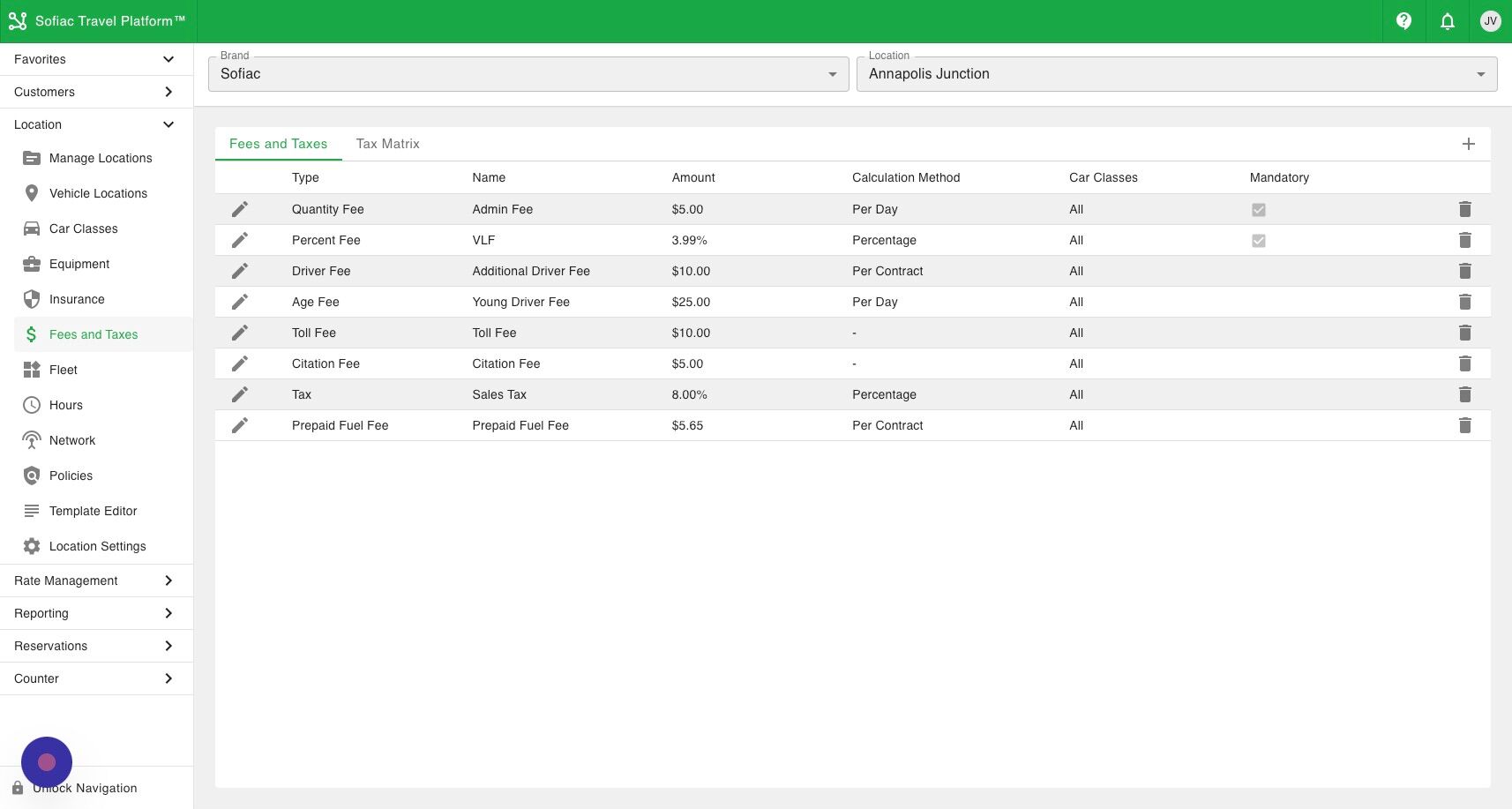 Screenshot of: Click "Fees and Taxes"